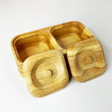 شکلاتخوری چوبی دو قلوی مربع مدل D02 با رنگ کرم