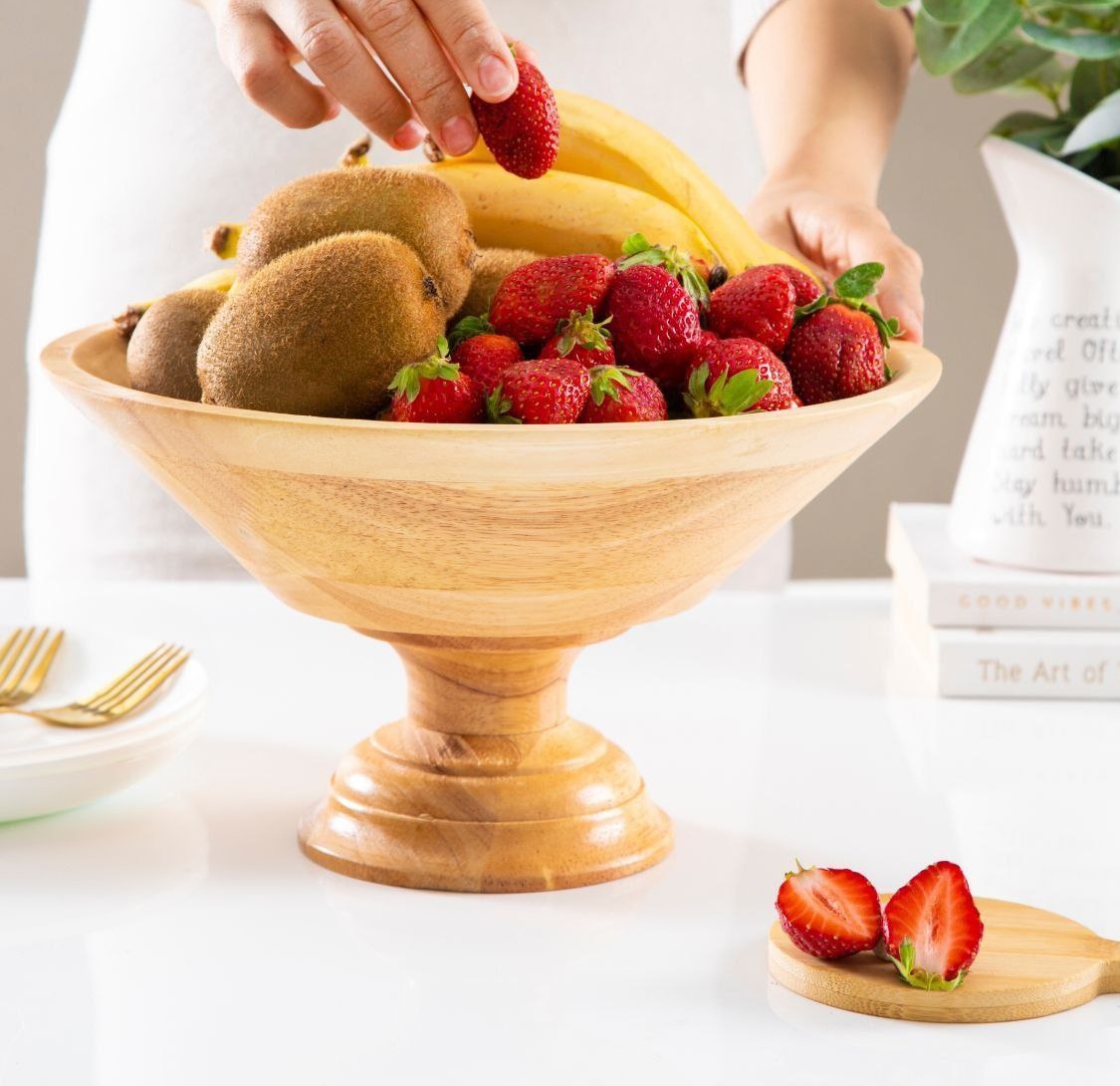 استند میوه گرد چوبی F01 مناسب پذیرایی و دکور میز