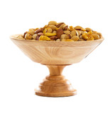 آجیلخوری گرد پایهدار چوبی N01 پر از پسته و بادام