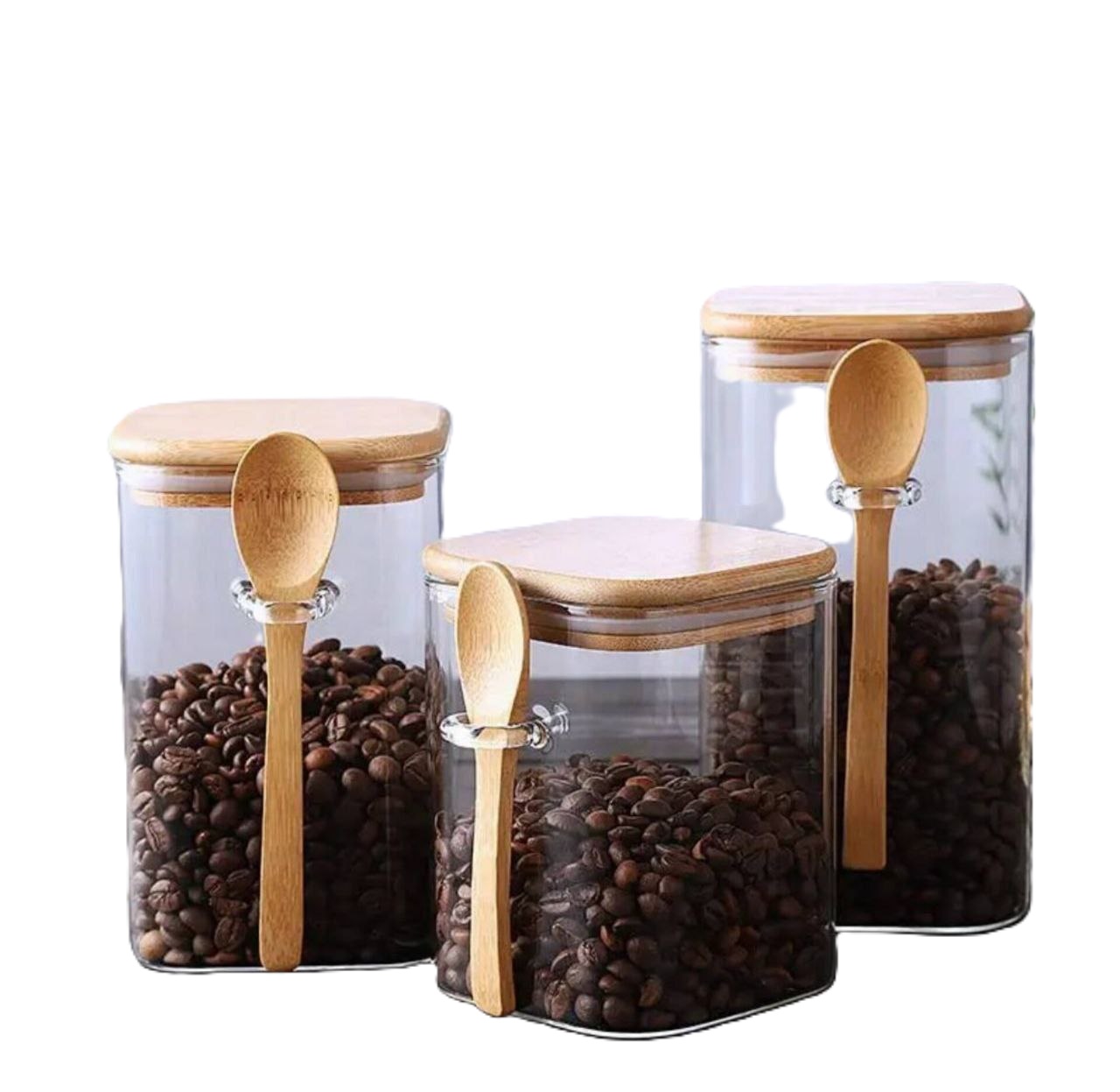 سینوا-بانکه نگهدارنده شیشه‌ای با درب چوبی و قاشق کد K51