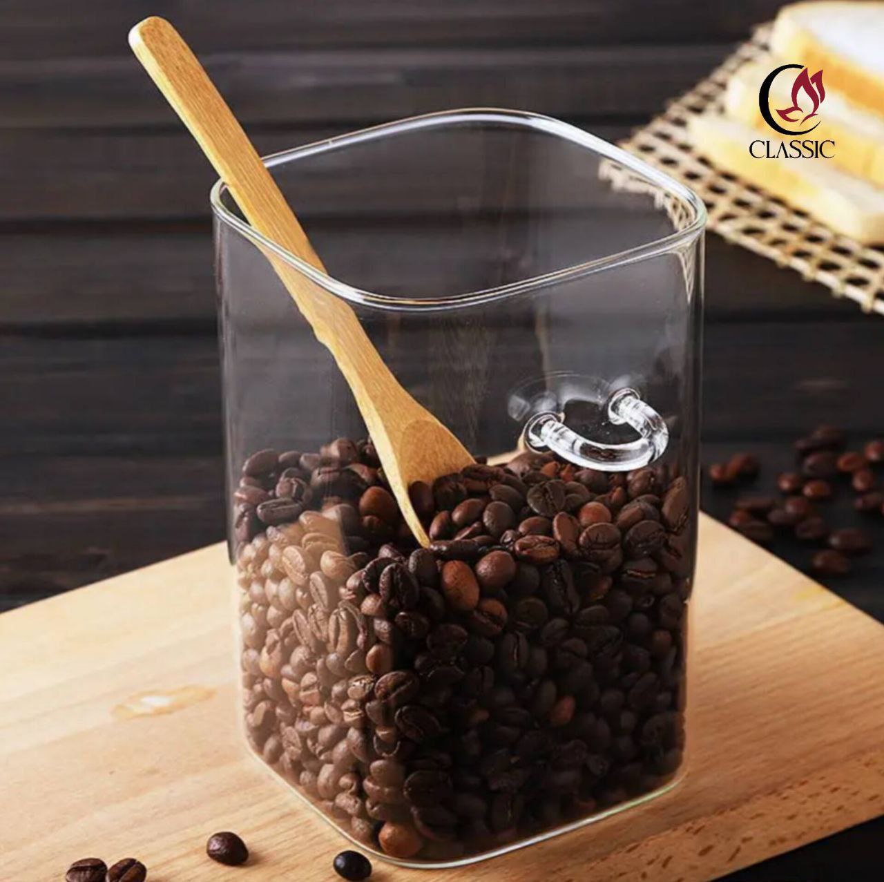 سینوا-بانکه شیشه‌ای مناسب نگهداری قهوه و حبوبات کد K51