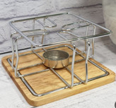 وارمر مینیمال با پایه چوبی و جای قوری فلزی نقرهای سینوا – کد F23