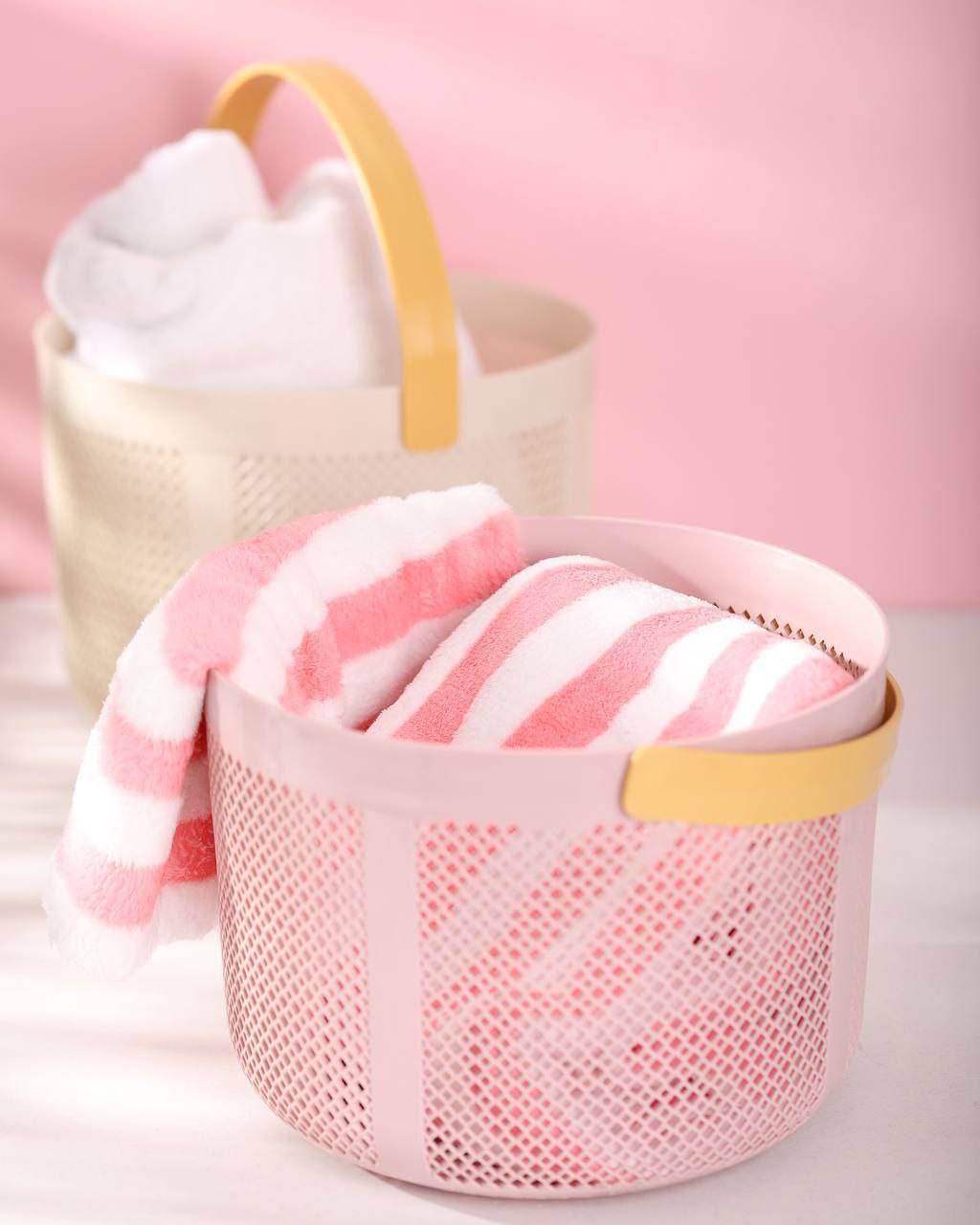 سینوا-سبد پلاستیکی دایره دسته‌دار چند رنگ کد B87