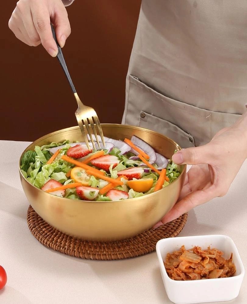 کاسه استیل طلایی سینوا مناسب سرو آجیل و دسر